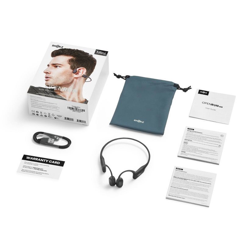 slide 6 of 10, Shokz OpenRun Mini Bluetooth Wireless Headphones - Black (S803-MN-BK-US): Open-Ear, USB, Water-Resistant, 1 ct
