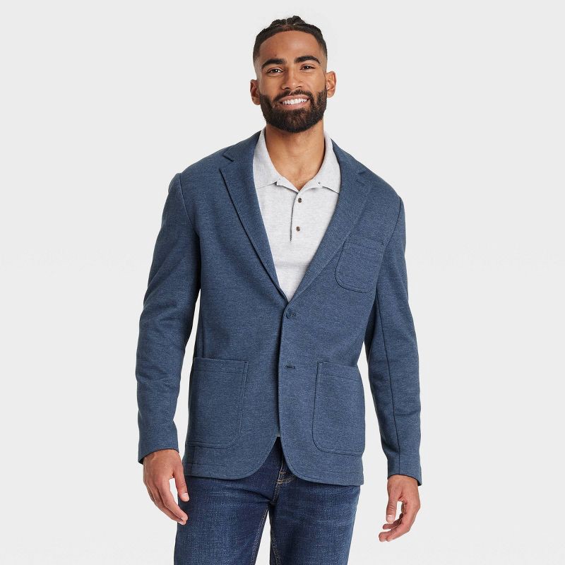 slide 1 of 3, Men's Comfort Wear Knit Blazer - Goodfellow & Co™ Fighter Pilot Blue S, 1 ct