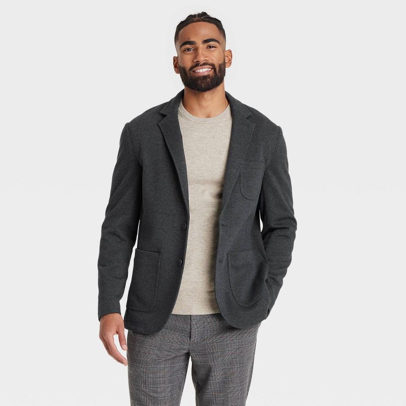 slide 1 of 3, Men's Comfort Wear Knit Blazer - Goodfellow & Co™ Charcoal Gray S, 1 ct