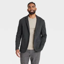 Men's Comfort Wear Knit Blazer - Goodfellow & Co™ Charcoal Gray L: Midweight, Standard Fit, 4 Pockets
