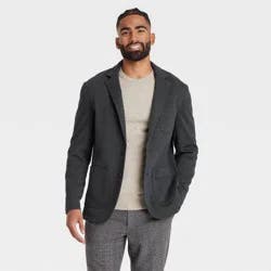 Men's Comfort Wear Knit Blazer - Goodfellow & Co™ Charcoal Gray L: Midweight, Standard Fit, 4 Pockets