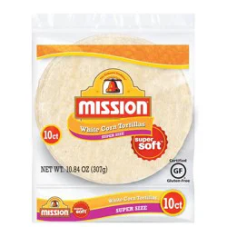 Mission Super Soft White Corn Tortillas, Super Size, 10 Count