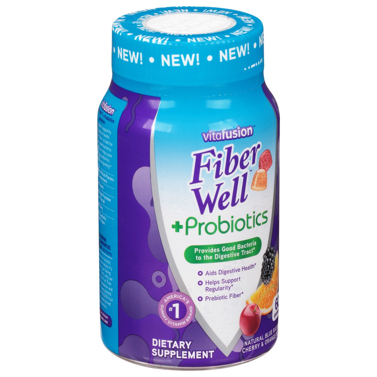 slide 2 of 9, Vitafusion Fiber Well + Probiotics Gummies, 60 ct