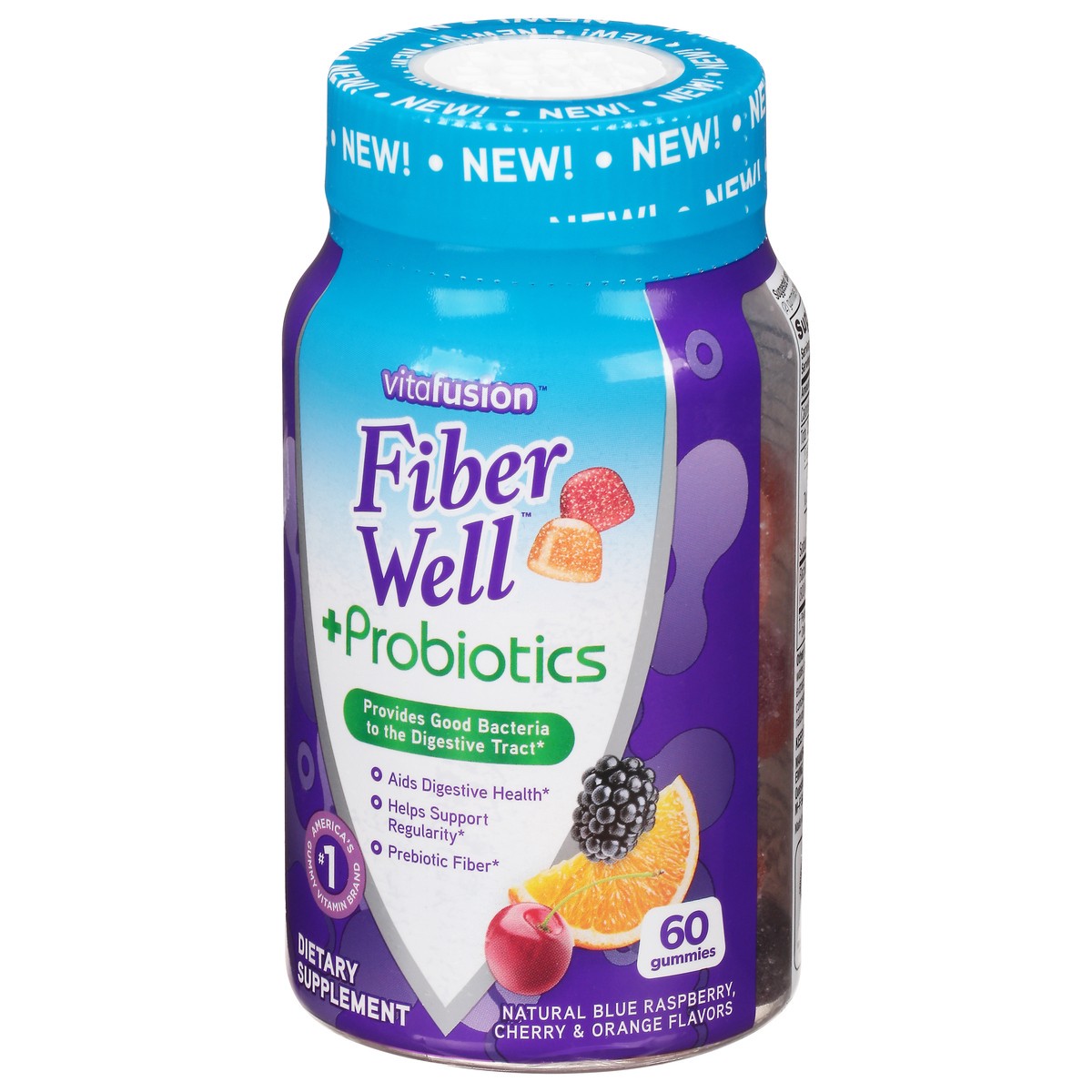 slide 3 of 9, Vitafusion Fiber Well + Probiotics Gummies, 60 ct