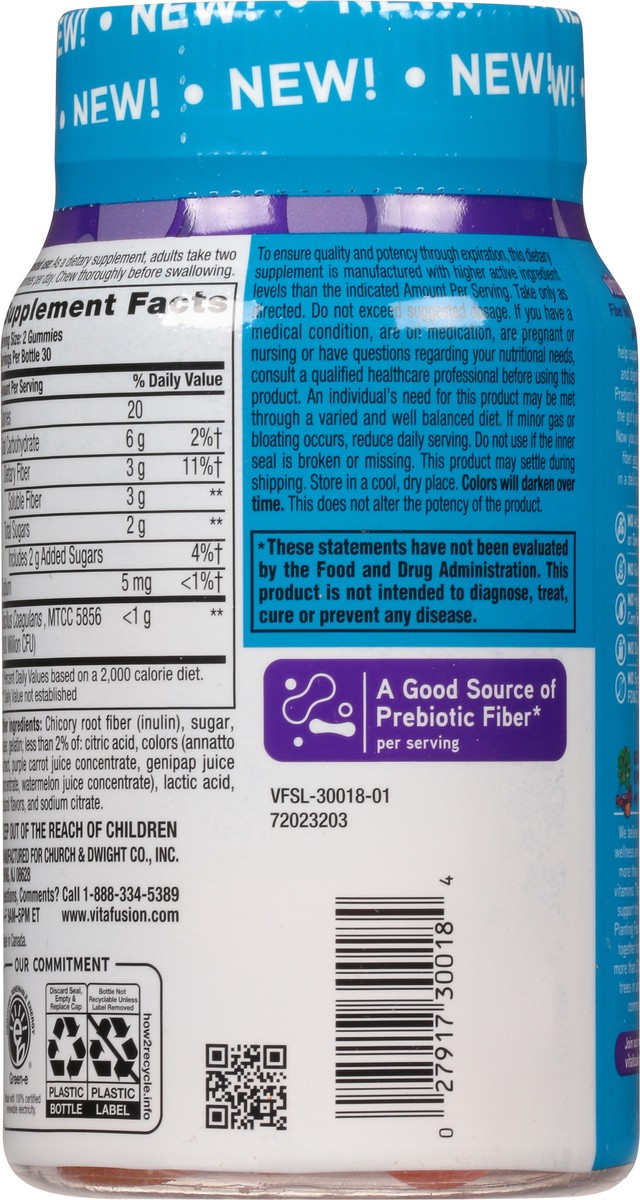 slide 5 of 9, Vitafusion Fiber Well + Probiotics Gummies, 60 ct