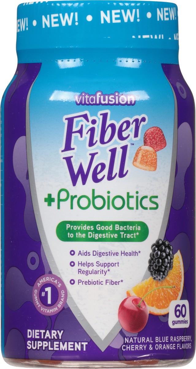 slide 6 of 9, Vitafusion Fiber Well + Probiotics Gummies, 60 ct