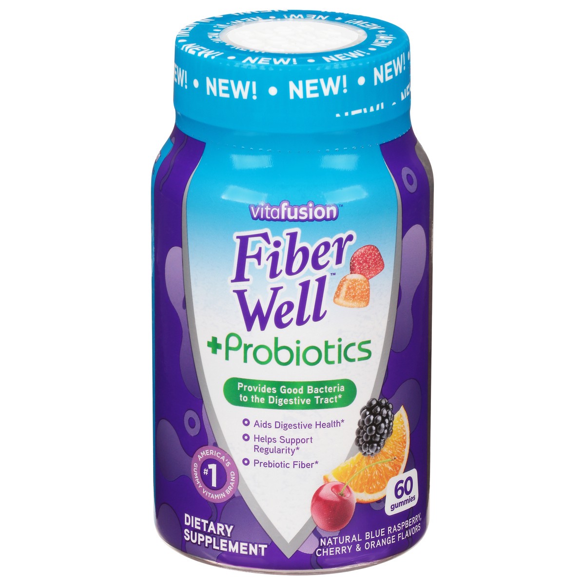 slide 1 of 9, Vitafusion Fiber Well + Probiotics Gummies, 60 ct