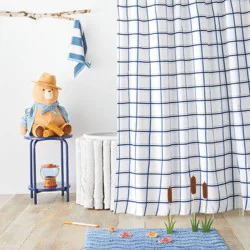 Plaid Kids' Shower Curtain Blue - Pillowfort™