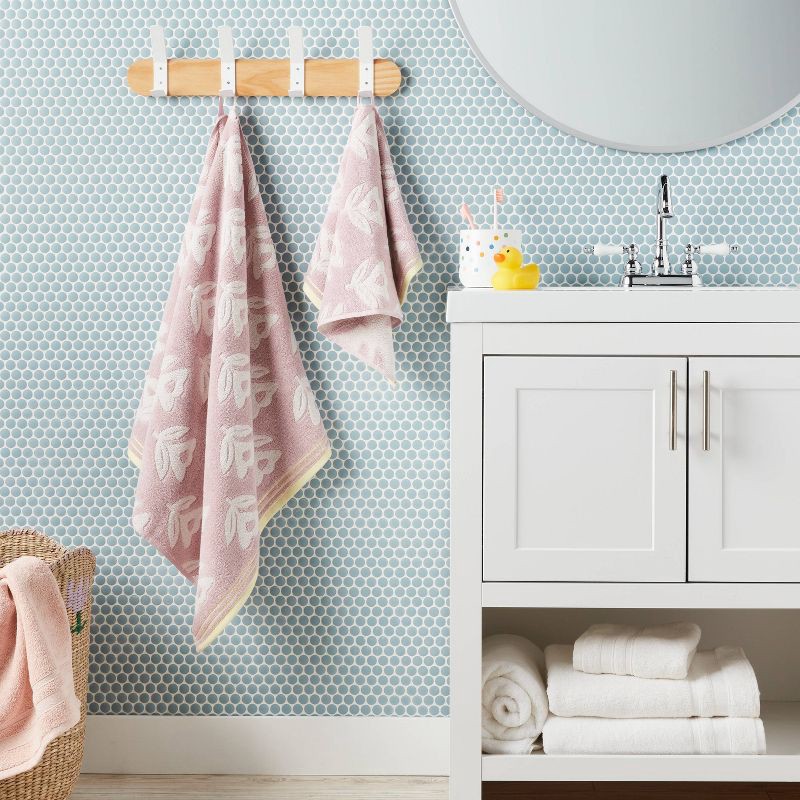 slide 2 of 5, Floral Kids' Hand Towel Purple - Pillowfort™, 1 ct