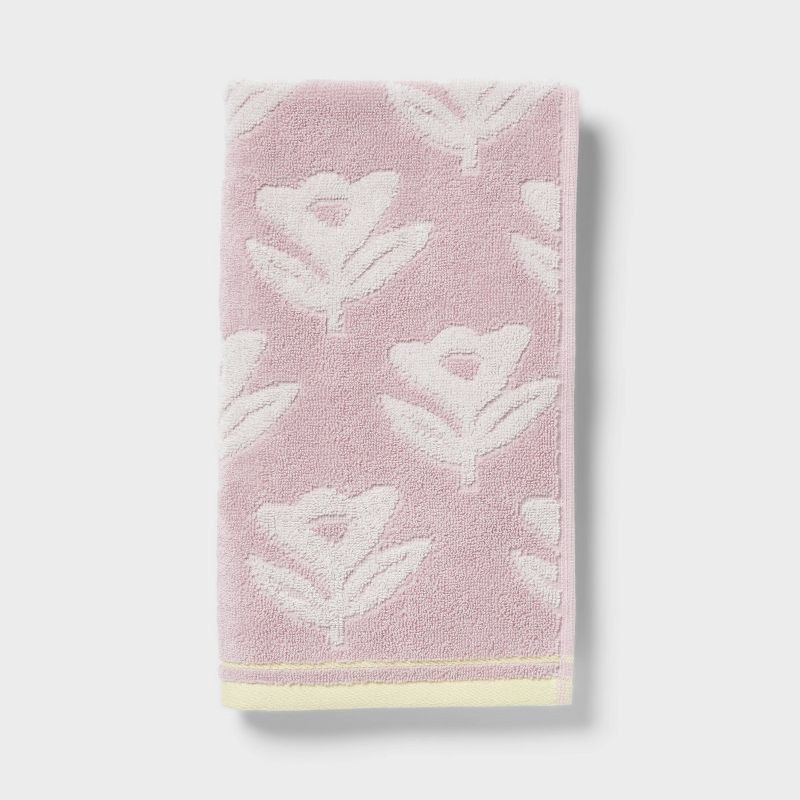 slide 1 of 5, Floral Kids' Hand Towel Purple - Pillowfort™, 1 ct