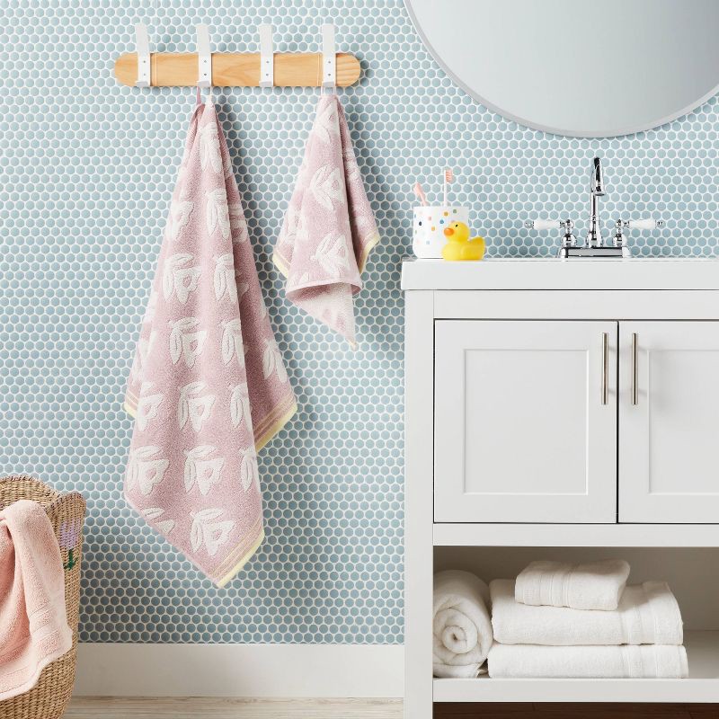slide 2 of 5, Floral Kids' Bath Towel Purple - Pillowfort™, 1 ct