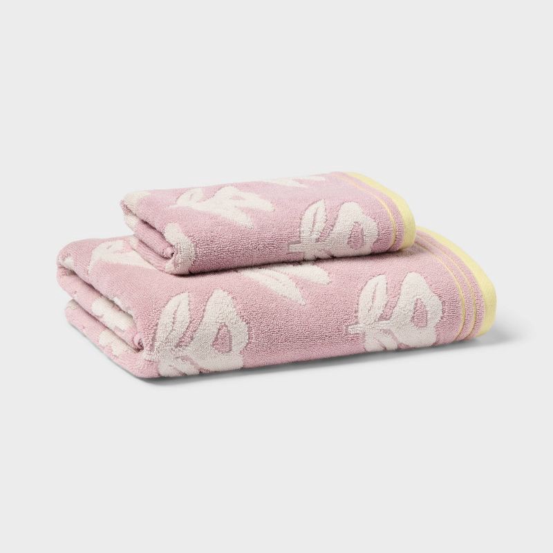 slide 4 of 5, Floral Kids' Bath Towel Purple - Pillowfort™, 1 ct