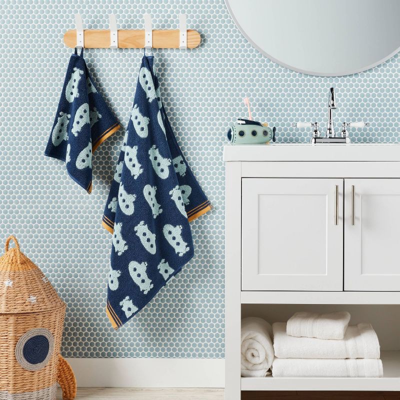 slide 2 of 5, Submarine Kids' Hand Towel Navy - Pillowfort™, 1 ct