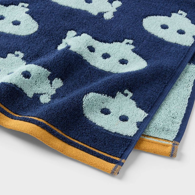 slide 3 of 5, Submarine Kids' Hand Towel Navy - Pillowfort™, 1 ct