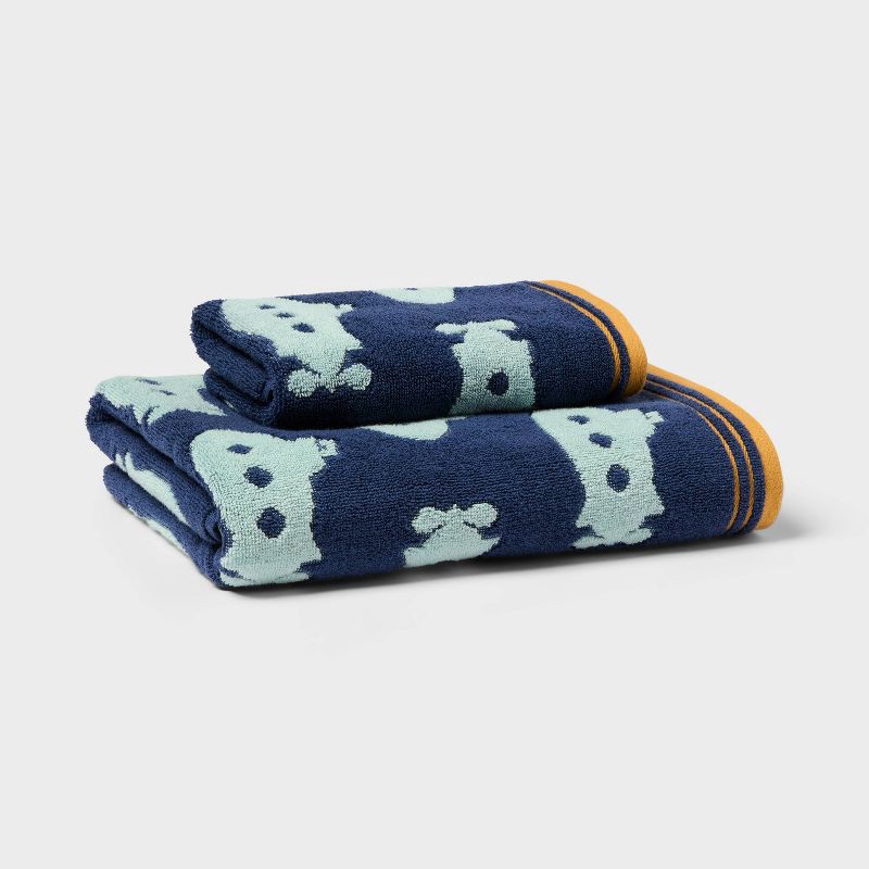 slide 4 of 5, Submarine Kids' Hand Towel Navy - Pillowfort™, 1 ct