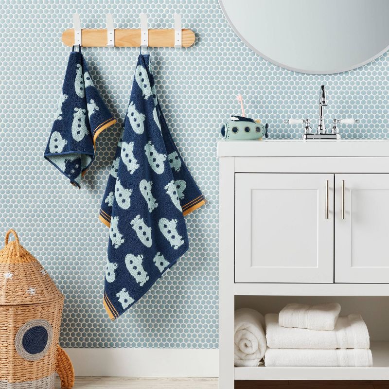 slide 2 of 5, Submarine Kids' Bath Towel Navy - Pillowfort™, 1 ct