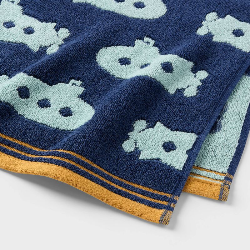 slide 3 of 5, Submarine Kids' Bath Towel Navy - Pillowfort™, 1 ct