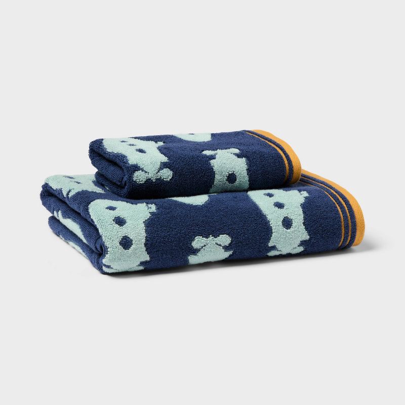 slide 4 of 5, Submarine Kids' Bath Towel Navy - Pillowfort™, 1 ct