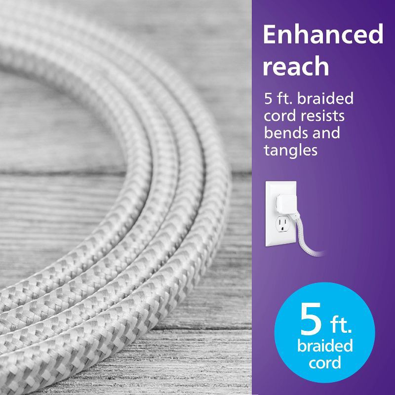 slide 5 of 6, Philips 5ft Desktop USB Charging Station with USB-A & USB-C - White: Male-To-Female Cable, 5 ft