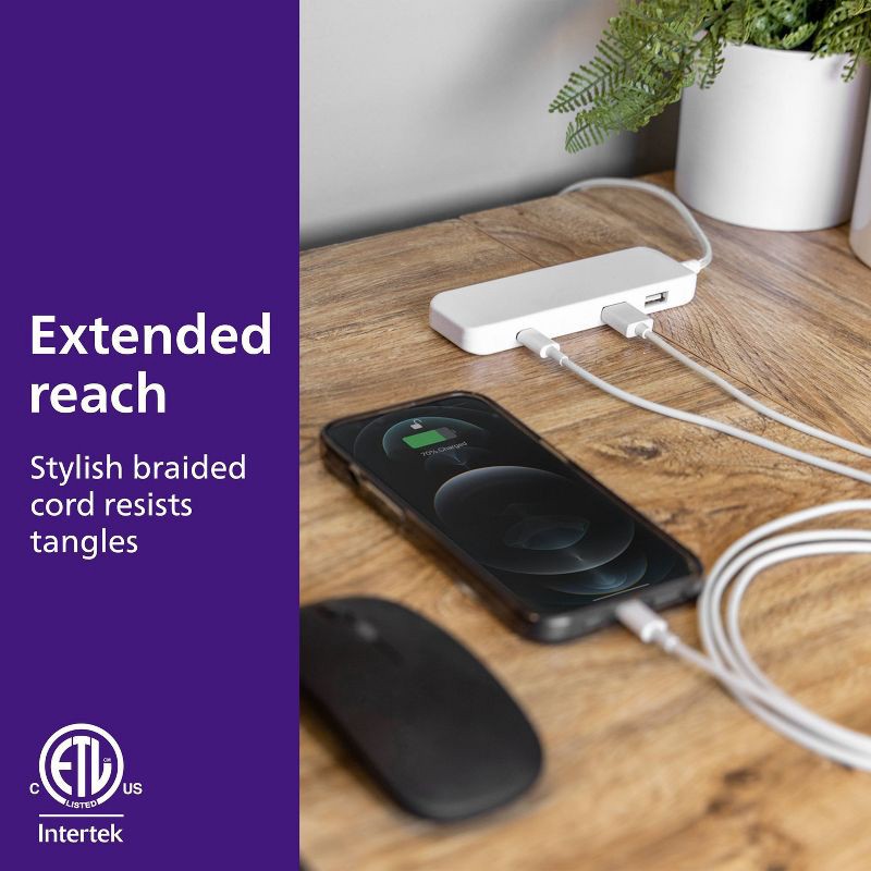 slide 4 of 6, Philips 6ft USB Charging Station with USB-A and USB-C, 6 ft