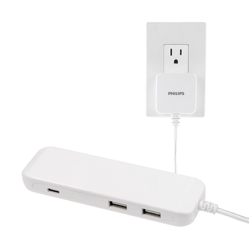 slide 1 of 6, Philips 6ft USB Charging Station with USB-A and USB-C, 6 ft