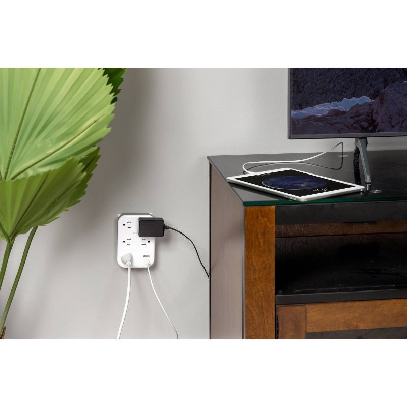 slide 5 of 6, Philips 5-Outlet Surge Tap with USB-A USB-C 900 Joules White Adapter: Wall Tap Multi-Plug, 1 ct