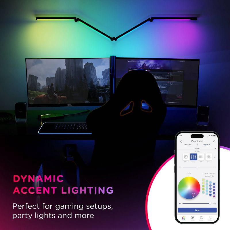 slide 3 of 9, Enbrighten Vibe Wi-Fi Spectrum RGBWIC Adjustable Accent Lamp with Music Sync & Color Changing: Indoor Metal Electric Decorative Lantern, 1 ct