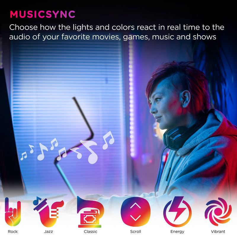 slide 6 of 9, Enbrighten Vibe Wi-Fi Spectrum RGBWIC Adjustable Accent Lamp with Music Sync & Color Changing: Indoor Metal Electric Decorative Lantern, 1 ct