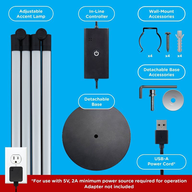 slide 9 of 9, Enbrighten Vibe Wi-Fi Spectrum RGBWIC Adjustable Accent Lamp with Music Sync & Color Changing: Indoor Metal Electric Decorative Lantern, 1 ct