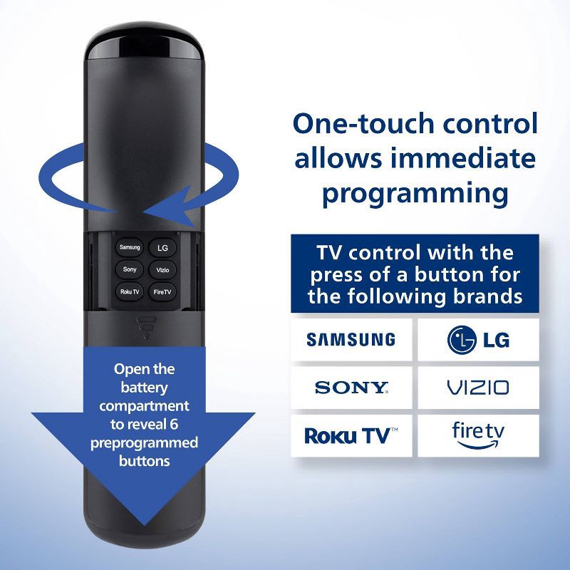 slide 2 of 7, Philips One-Touch Programming Streaming Replacement Remote: Infrared TV Accessory, 1 ct