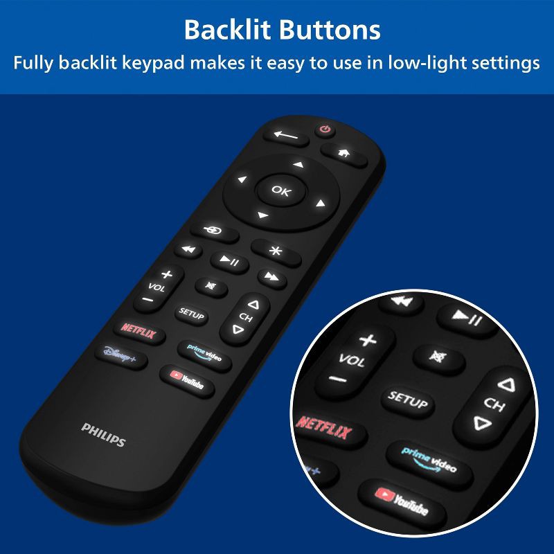 slide 3 of 7, Philips One-Touch Programming Streaming Replacement Remote: Infrared TV Accessory, 1 ct