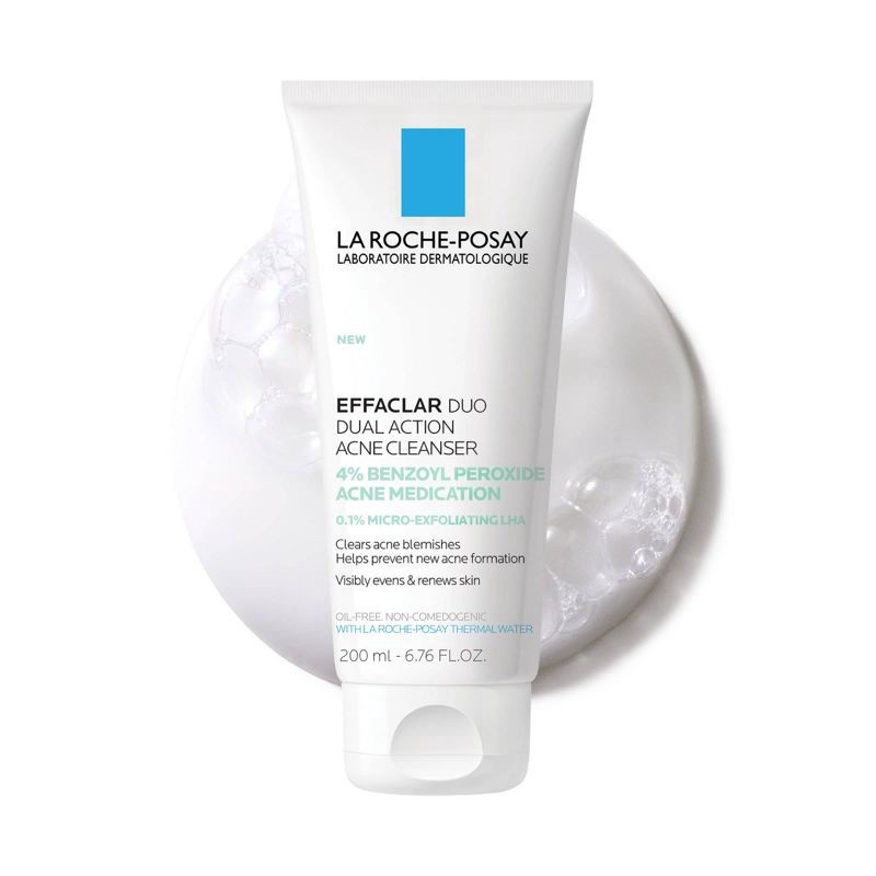 slide 2 of 9, La Roche Posay Effaclar Dual Action Acne Face Cleanser with 4% Benzoyl Peroxide - 6.7 fl oz, 6.7 fl oz
