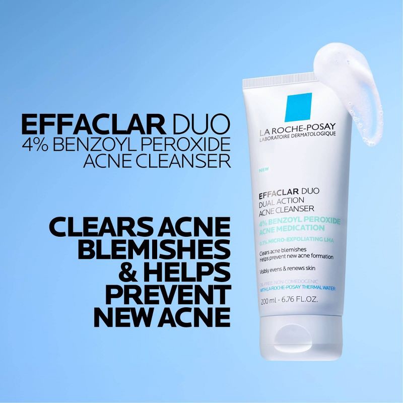 slide 5 of 9, La Roche Posay Effaclar Dual Action Acne Face Cleanser with 4% Benzoyl Peroxide - 6.7 fl oz, 6.7 fl oz