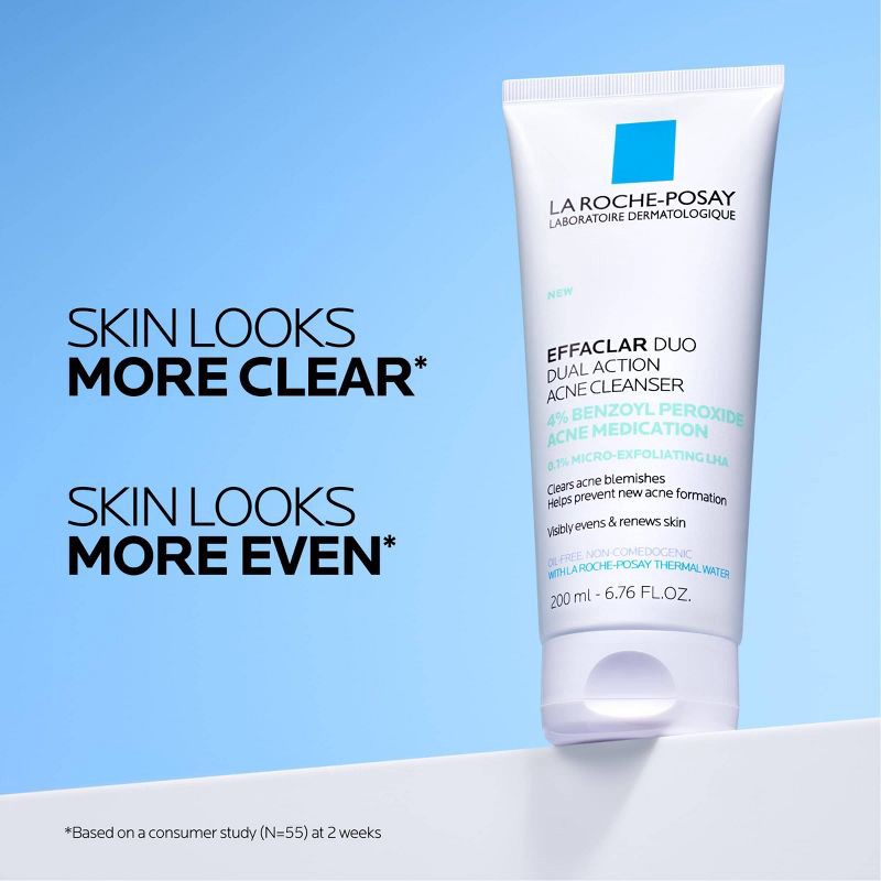 slide 6 of 9, La Roche Posay Effaclar Dual Action Acne Face Cleanser with 4% Benzoyl Peroxide - 6.7 fl oz, 6.7 fl oz