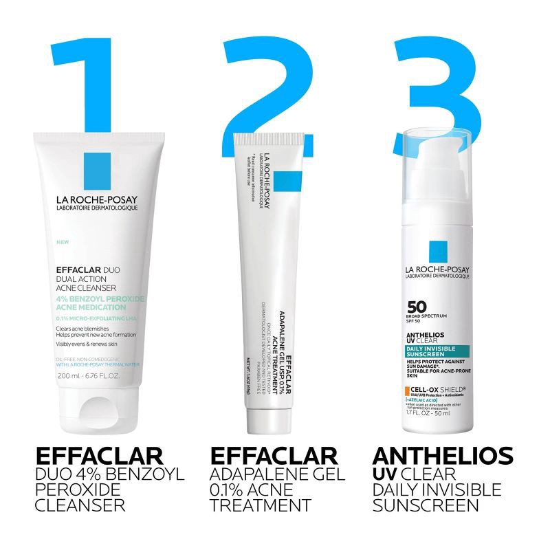 slide 7 of 9, La Roche Posay Effaclar Dual Action Acne Face Cleanser with 4% Benzoyl Peroxide - 6.7 fl oz, 6.7 fl oz