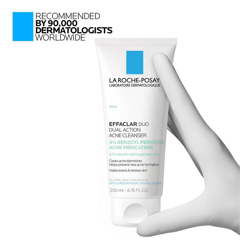 slide 9 of 9, La Roche Posay Effaclar Dual Action Acne Face Cleanser with 4% Benzoyl Peroxide - 6.7 fl oz, 6.7 fl oz