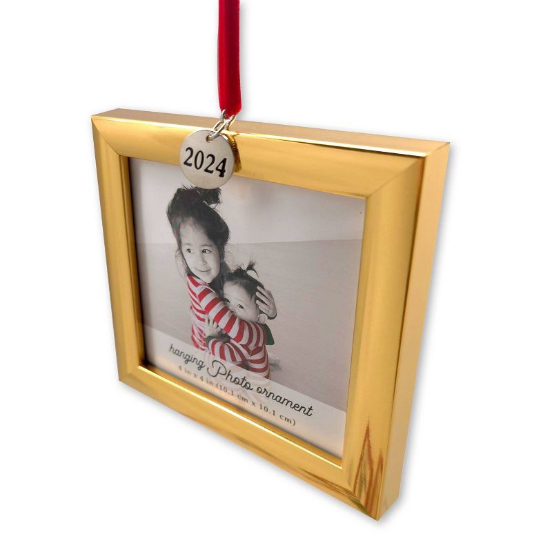 slide 2 of 2, ELSA L 4"x4" Ornament "2024" Charm Picture Frame Gold, 1 ct