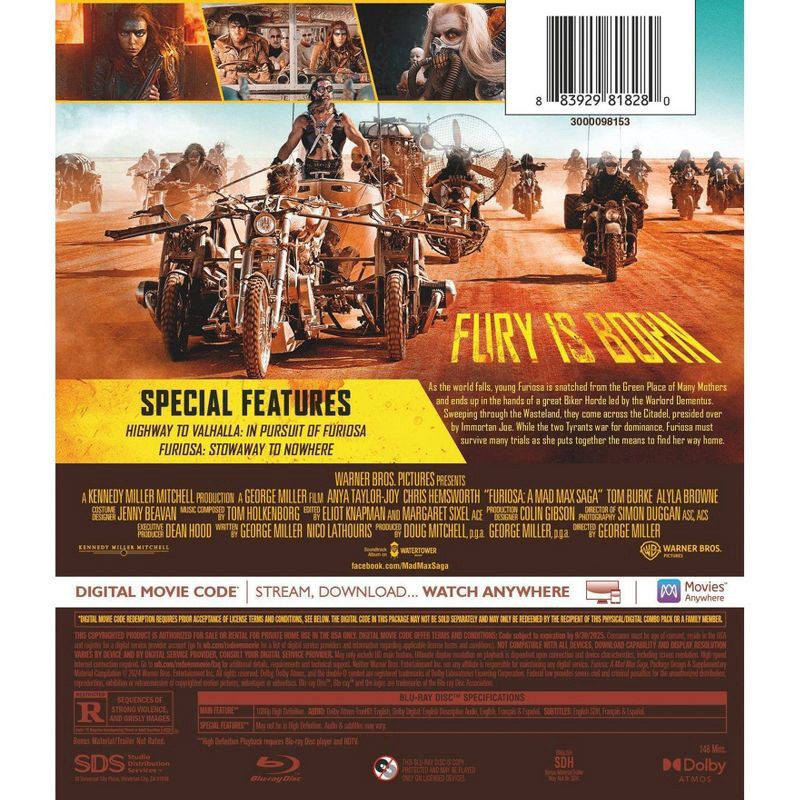 slide 3 of 4, Warner Home Video Furiosa: A Mad Max Saga (BLU-RAY + DIGITAL CODE), 1 ct