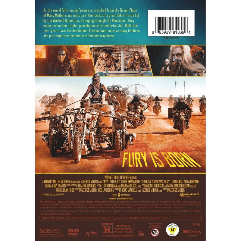 slide 3 of 4, Warner Home Video Furiosa: A Mad Max Saga (DVD), 1 ct