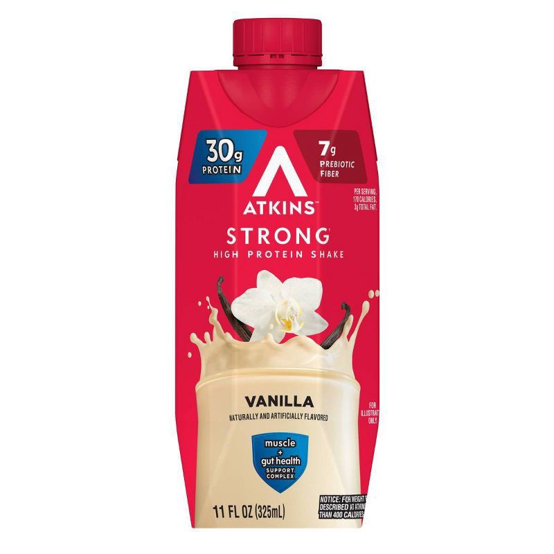 slide 2 of 5, Atkins Strong 30g High Protein Shake - Vanilla - 44 fl oz/4pk, 30 gram, 44 fl oz, 4 ct