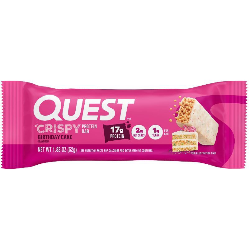 slide 2 of 5, Quest Nutrition 17g Crispy Hero Protein Bar - Birthday Cake - 4pk, 17 gram, 4 ct