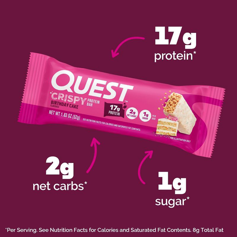 slide 3 of 5, Quest Nutrition 17g Crispy Hero Protein Bar - Birthday Cake - 4pk, 17 gram, 4 ct