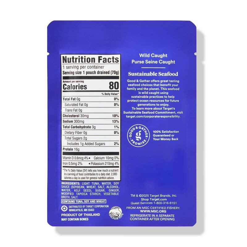 slide 2 of 4, Soy Sauce Chunk Light Tuna 2.6oz - Good & Gather™, 2.6 oz
