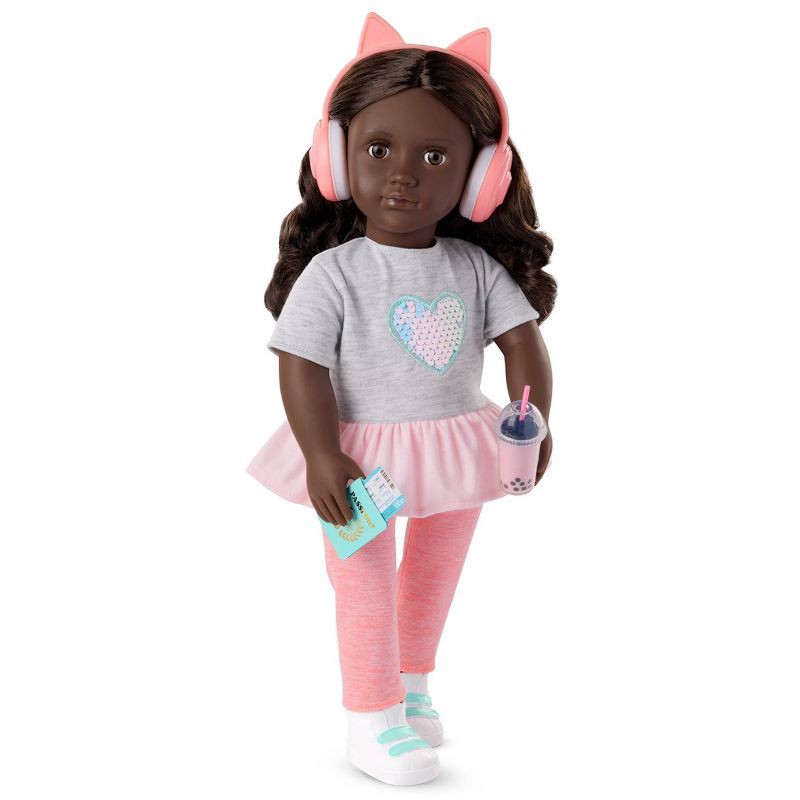 slide 3 of 5, Our Generation Kezia 18" Doll with Luggage and Travel Accessories Set: Wavy Dark Brown Hair, No Articulation, 1 ct