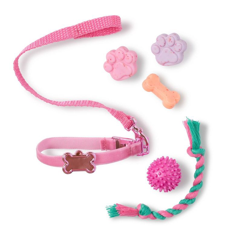 slide 5 of 6, Our Generation Estella and Evi 18" Doll and Pet Puppy Set: Brown Eyes, Wavy Hair, Plastic & Polyester Materials, 1 ct