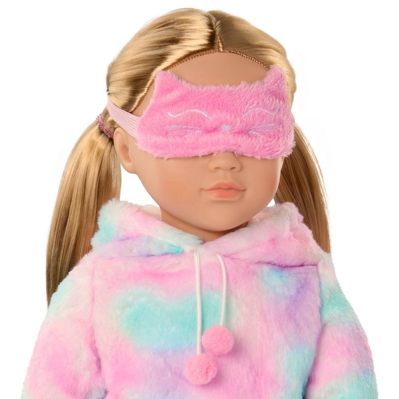slide 3 of 4, Our Generation Mandy 18" Doll in Pink and Colorful Hooded Pajama with Cat Ears, 1 ct