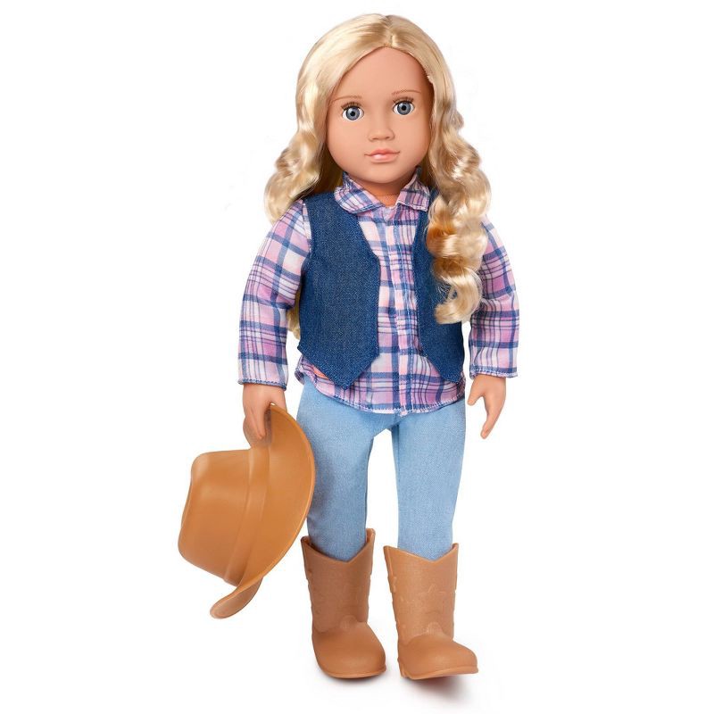 slide 2 of 5, Our Generation Ashleigh 18" Cowgirl Doll in Western-Inspired Outfit: Blonde Wavy Hair, Gray Eyes, Equestrian Theme, 1 ct