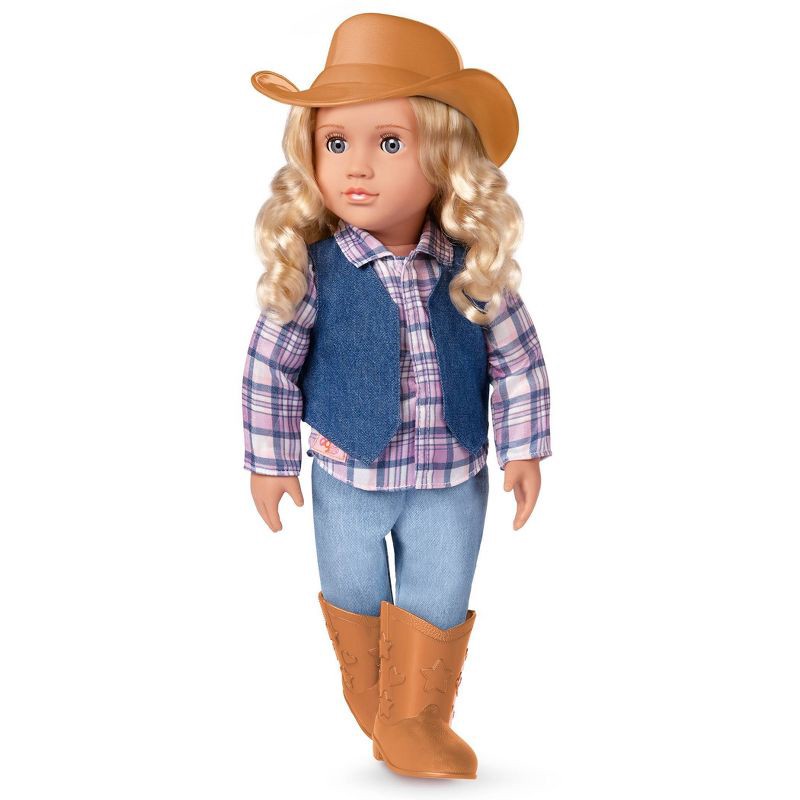 slide 3 of 5, Our Generation Ashleigh 18" Cowgirl Doll in Western-Inspired Outfit: Blonde Wavy Hair, Gray Eyes, Equestrian Theme, 1 ct