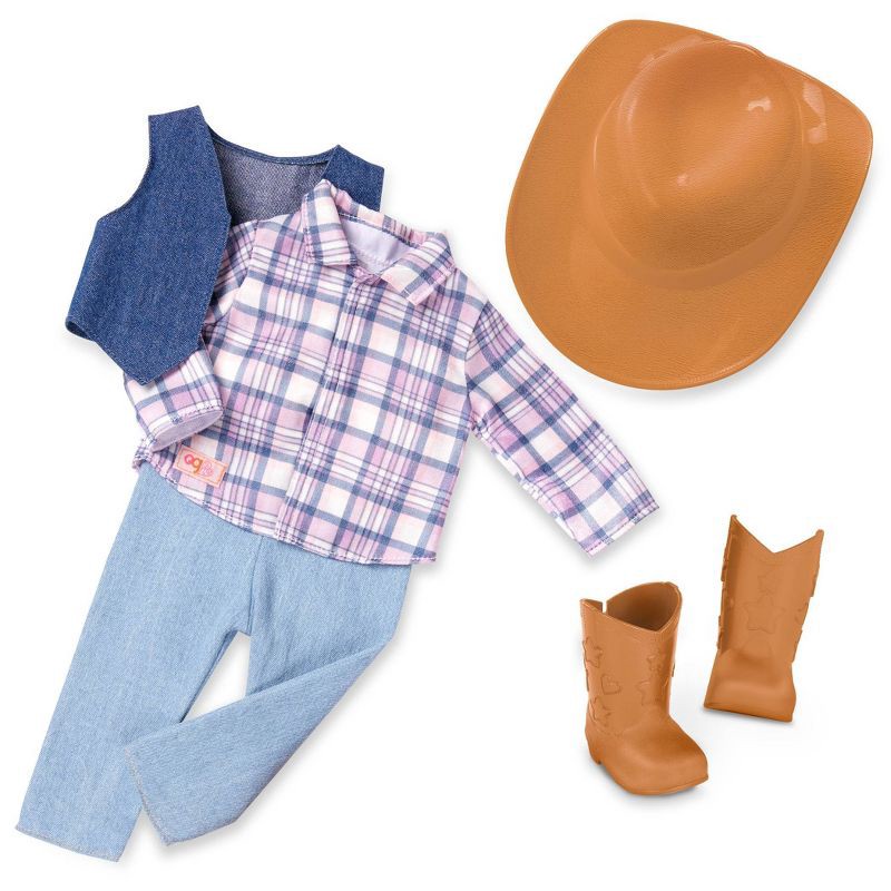 slide 4 of 5, Our Generation Ashleigh 18" Cowgirl Doll in Western-Inspired Outfit: Blonde Wavy Hair, Gray Eyes, Equestrian Theme, 1 ct