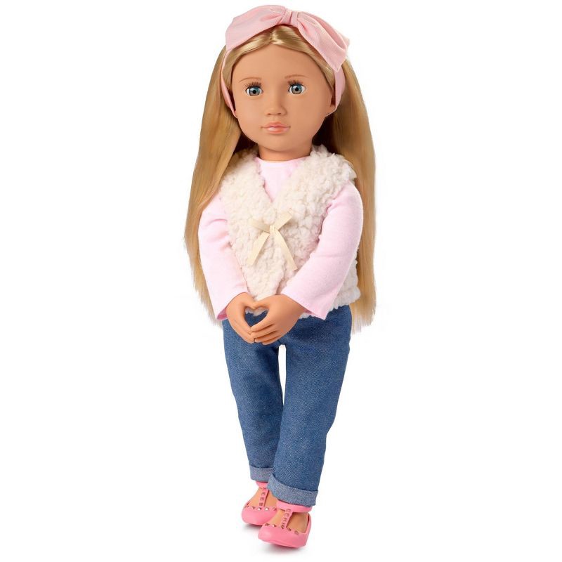 slide 2 of 4, Our Generation Emmie 18" Fashion Doll: Straight Blonde Hair, Plastic & Polyester, Caucasian Girl, No Articulation, 1 ct